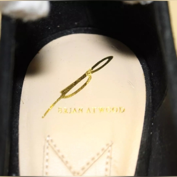 BRIAN ATWOOD DESIGNER PLATFORM PEEP TOE HEELS WITH PLATFORM. SUEDE & LEATHET